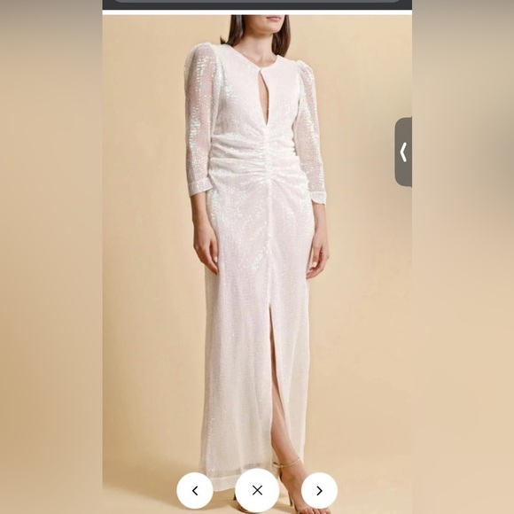 ByTimo Sequins Maxi Dress - reversible long sleeves maxi sequin Off White large - Picture 6 of 12
